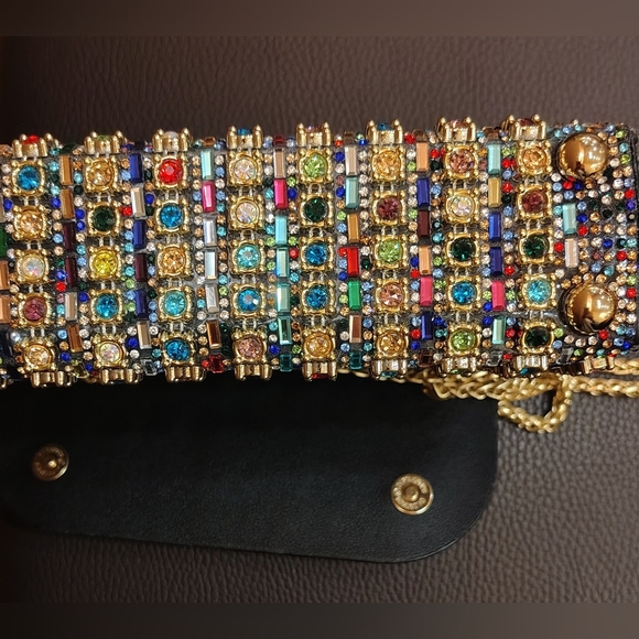 SHINY Gold Sparking Colorful Crystal 'Gemstones' Rhinestone Evening Bag NWOT - Picture 4 of 8